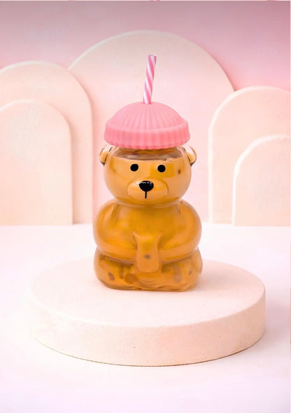 Sevimli Ayıcık Desenli Pipetli Bardak – 5 Farklı Renk Seçeneği 🧸