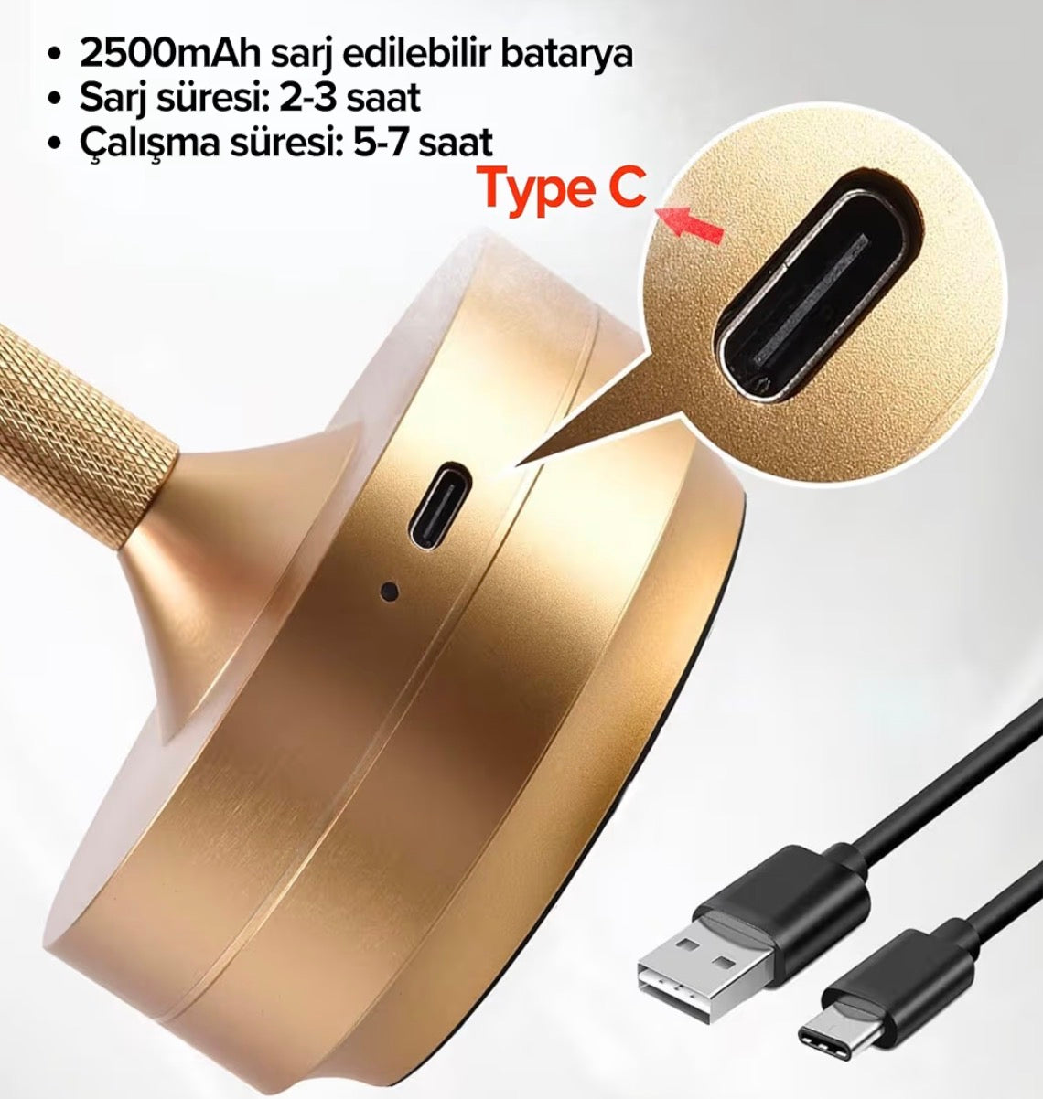 USB Şarjlı Dokunmatik Dekoratif Masa Lambası – 3 Işık Modu, Modern Ortam Aydınlatması🌟