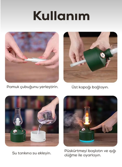 Şarjlı Nostaljik Gaz Lambası Buhar Makinesi