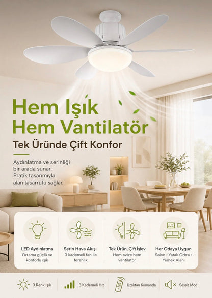 3 Renk İkisiBirArada Led Fan