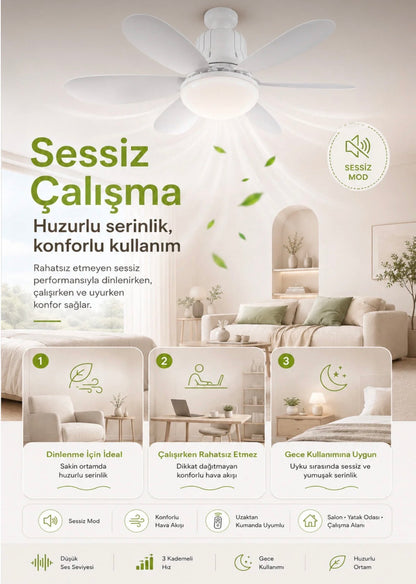 3 Renk İkisiBirArada Led Fan